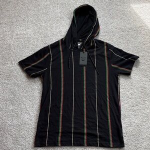 Black Striped Hoodie T-Shirt